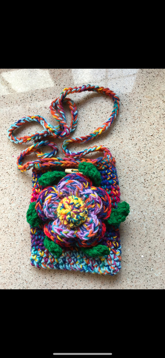 Handmade crochet dog walk bag.