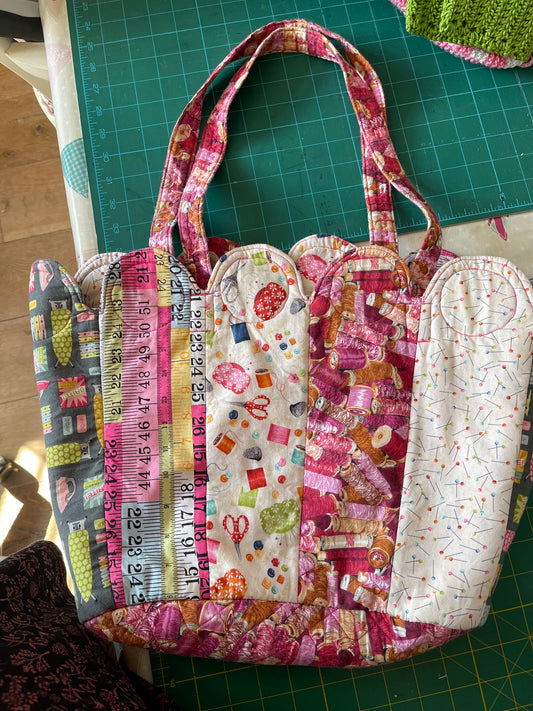 Handmade cotton sewing or knitting bag